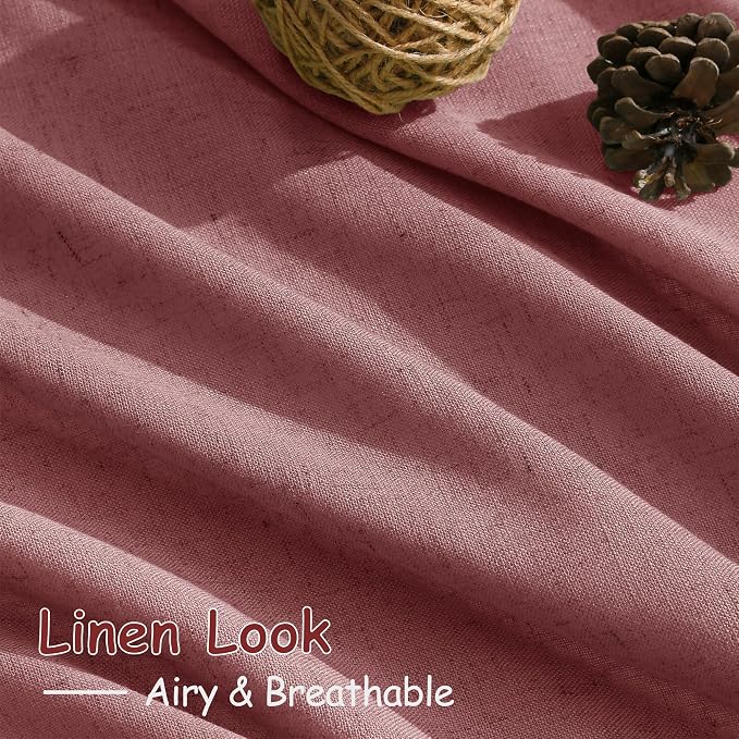 Nanspring Canyon Rose Linen Curtains 90 Inch Long 2 Panels Set - Image 5