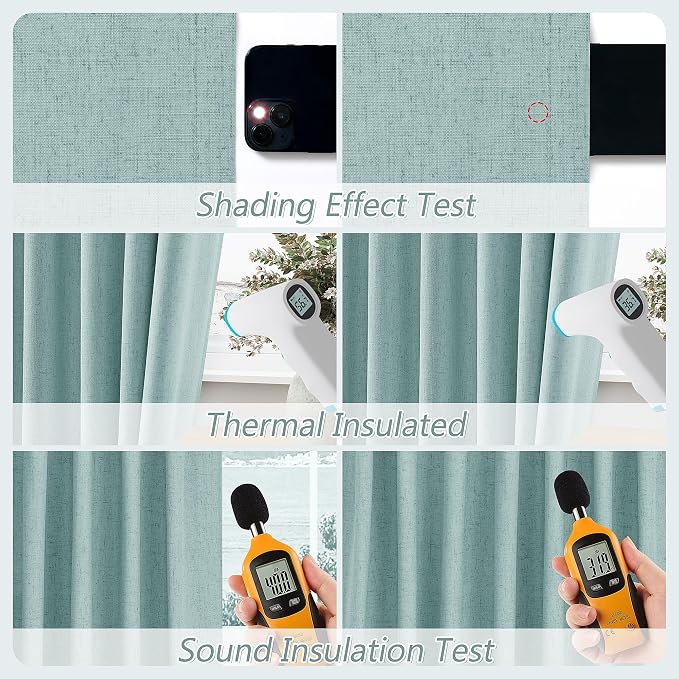 Guken 100% Blackout Linen Curtains 102 Inch Length 2 Panels Set - Image 5