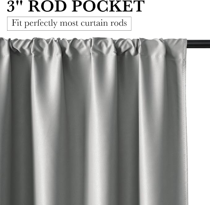 RYB HOME Bedroom Blackout Curtains 72 inches Long, 100% Blackout Thermal - Image 2