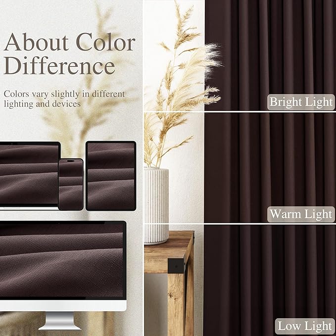 Coffee Brown Linen Curtains for Living Room 94 Inches Long Light Filtering Semi - Image 3