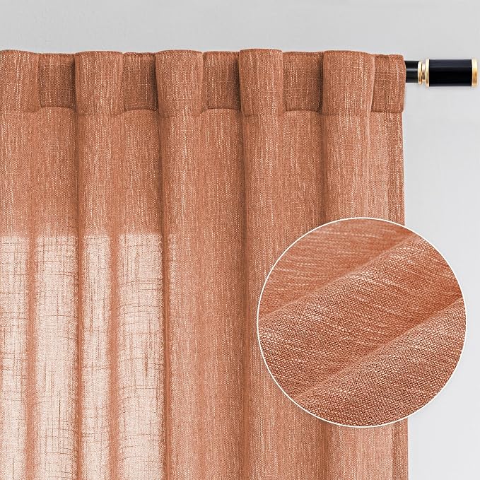 MYSKY HOME 90 Inch Burnt Orange Curtains by MYSKYHOME