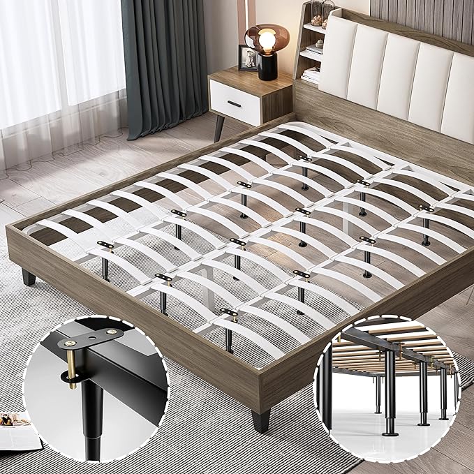 Metal Bed Frame Support Legs, 9.8-16.5 Inch Adjustable Height Bed Support Legs, Bed Legs Replacement Parts for for King Queen, Under Bed Support Slat Reinforcement Kits Bed Frame Center Support 2 Pack