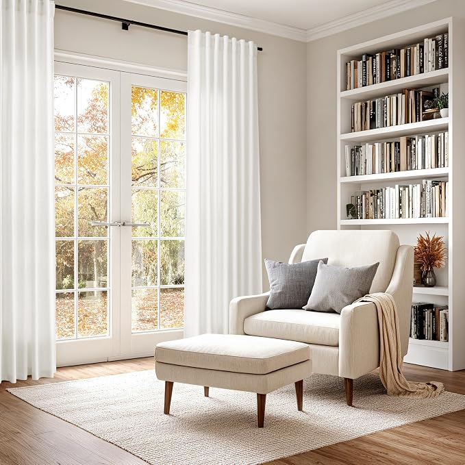 Nanspring Beige White Linen Curtains - Image 6
