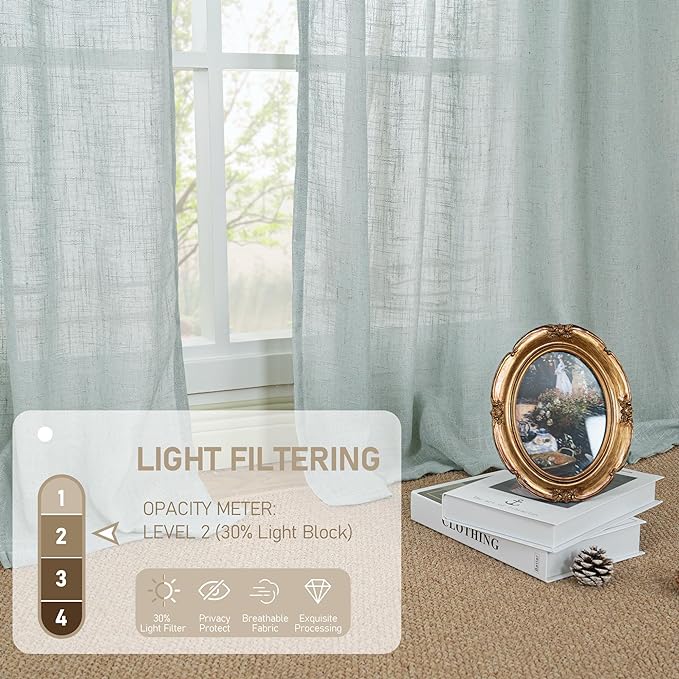 LAMIT Short Linen Curtains 30 Inch Length - Image 4