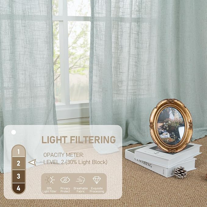 LAMIT Living Room Linen Curtains 90 Inch - Image 4