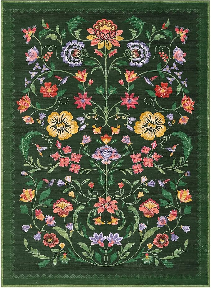Washable Rug 8x10 Area Rugs for Living Room, Protea Floral Rug for Bedroom - Image 4