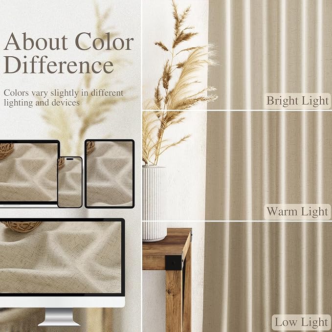 Nanspring Eggshell Beige Curtains 90 Inches Long - Image 3