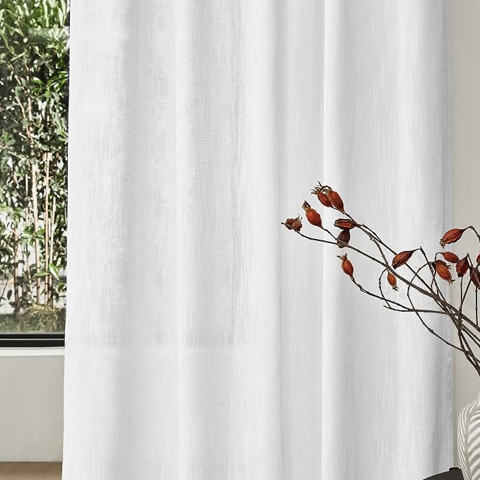MYSKY HOME Short Curtains for Small Kitchen Windows 45 inches Length, Linen - Image 4