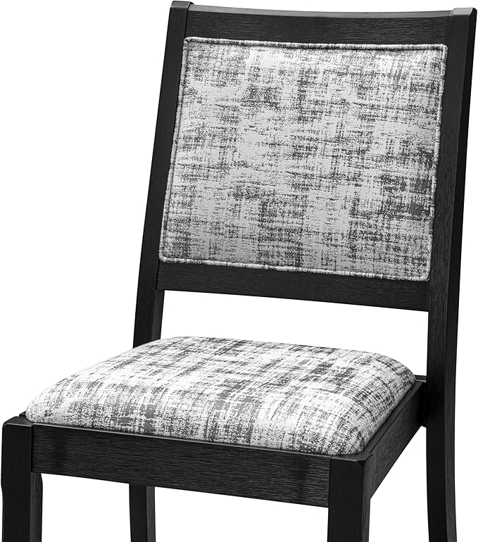 East West Furniture LGX27-BLK-30 -7 Piece Dining Set Includes a Rectangular Kitchen Table with Black Tabletop and 6 Stackable Polyester Fabric Chairs, Black