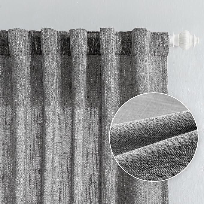 MYSKY HOME Long Sheer Curtains Farmhouse, Sliding Door Curtain - Image 9