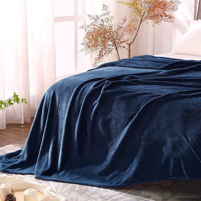BEDELITE Fleece Blankets Queen Size Navy Blue Throw Blankets by BEDELITE