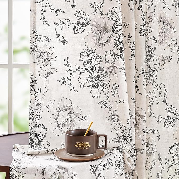 jinchan Floral Curtains for Living Room 84 Inch Length Farmhouse Printed - Image 4
