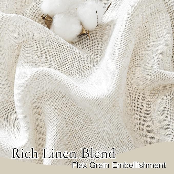 RYB HOME Semi Sheer Curtains 63 inch Length 2 Panels, Linen Textured Privacy - Image 3