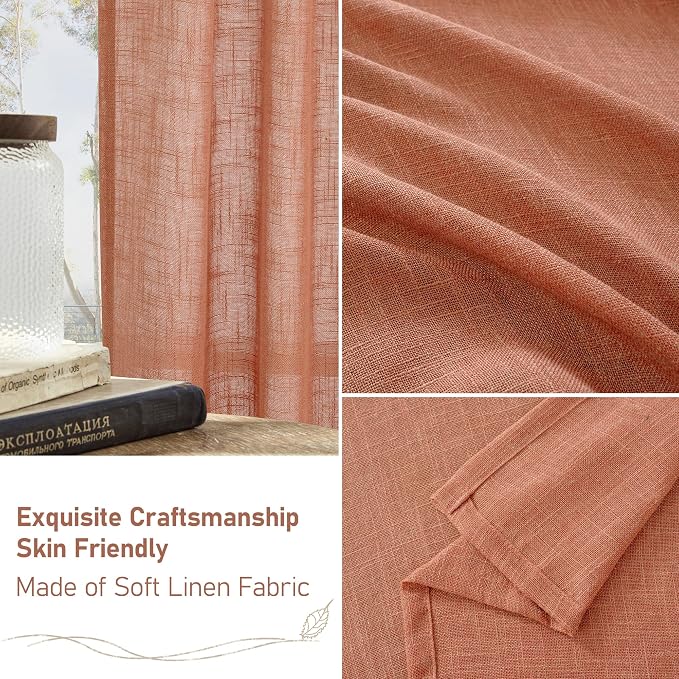 LAMIT Light Filtering Linen Curtains 54 inches Long - Image 7