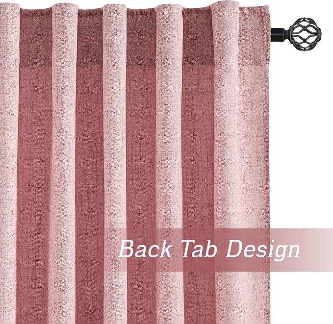 RYB HOME Living Room and Dining Room Curtains and Drapes Linen Sheer, Light - Image 3