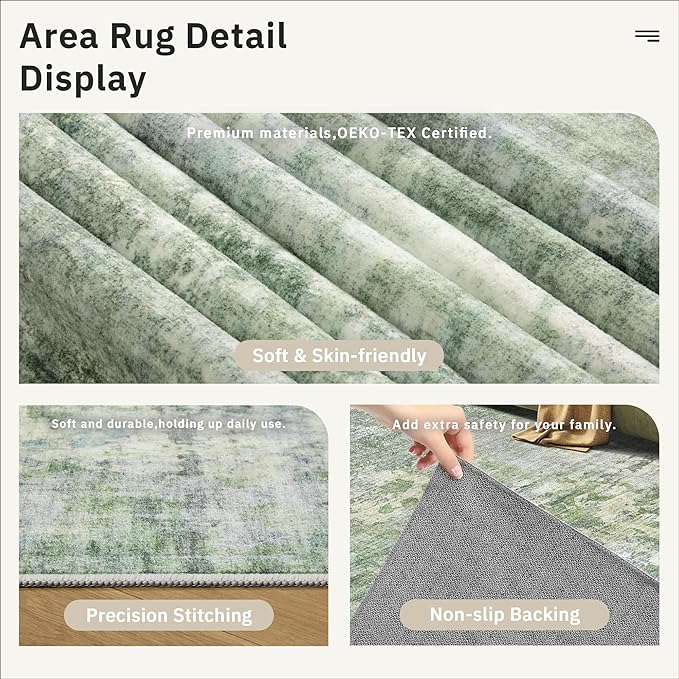 Soalmost Area Rugs 4x6 for Living Room, Vintage Washable Rugs for Dining Room - Image 6