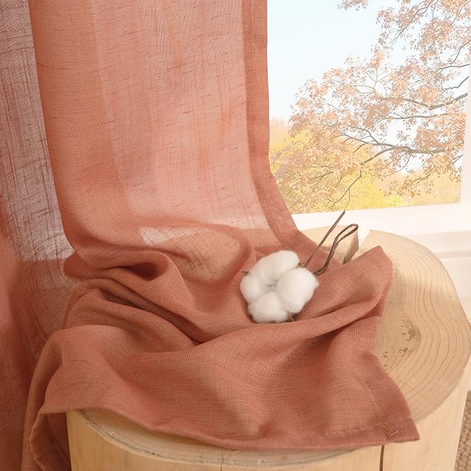 BGment Short Terracotta Linen Curtains 30 Inch Length - Image 8