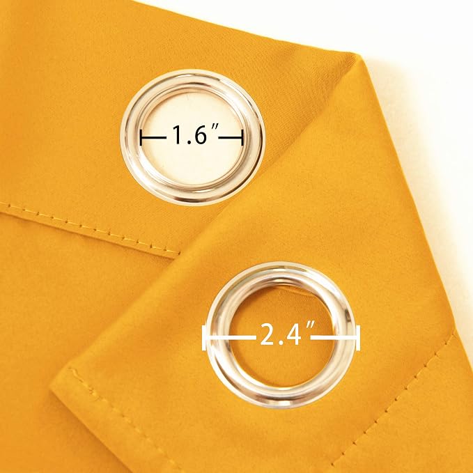 LEMOMO Yellow Thermal Blackout Curtains/42 x 63 Inch/Set of 2 Panels Room - Image 6