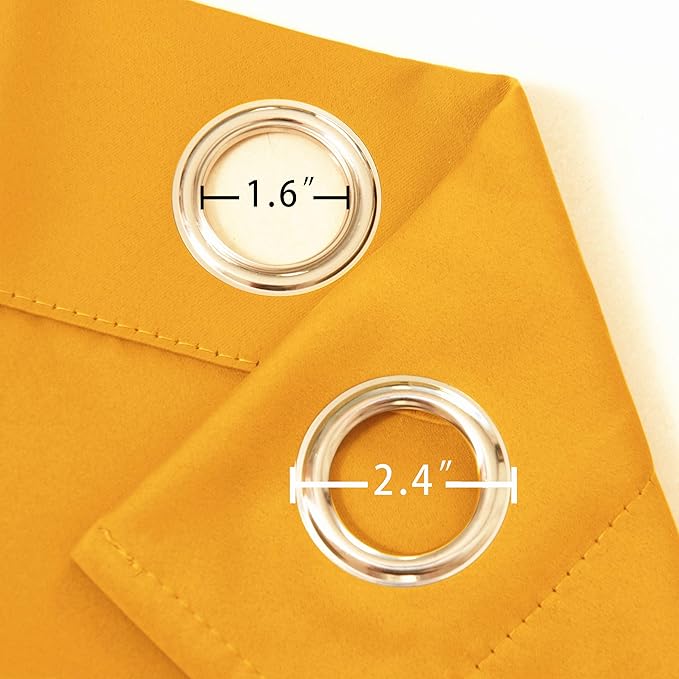 LEMOMO Yellow Blackout Curtains 66 x 63 Inch Length/Set of 2 Curtain - Image 6