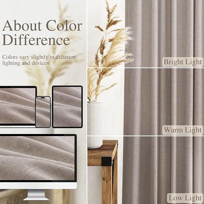 Brownish Grey Linen Curtains 120 Inch Extra Long - Image 3