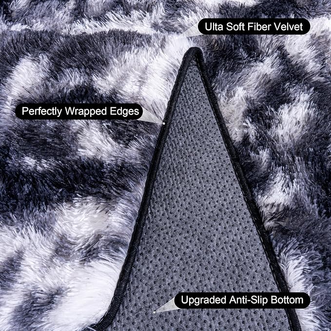 Black and White Rug for Living Room, 8x10 Area Rug for Bedroom, Bedside Indoor - Image 4
