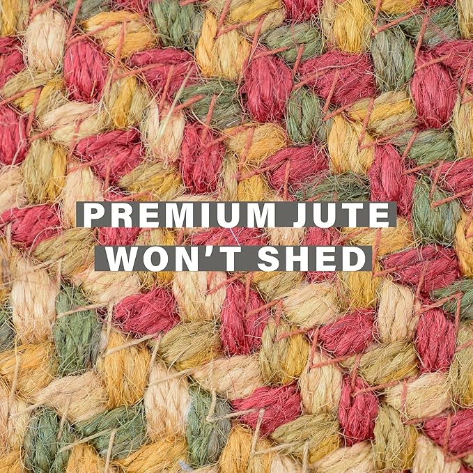 Cider Barn Cranberry Red Jute Braided Rug, 2x6' Rectangle - Perfect Country Rustic Decor for Entryway, Kitchen, Everywhere