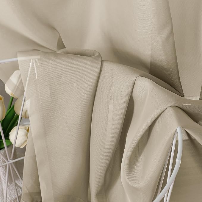 Aiyufeng Taupe Sheer Curtains 72 Inches Long 2 Panels Set, Semi Transparent - Image 6