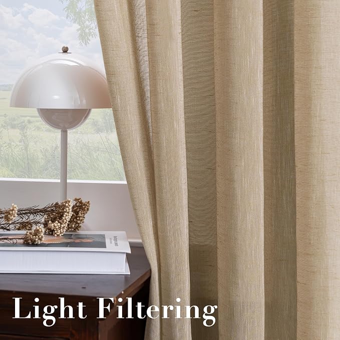 H.VERSAILTEX Linen Curtains Nickel Grommet Natural Linen Semi-Sheer Curtains 2 - Image 5