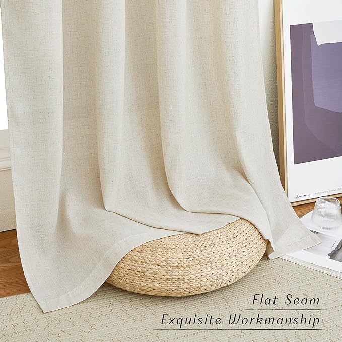 NICETOWN Textured Linen Sheer 108 inch Curtains - Image 7