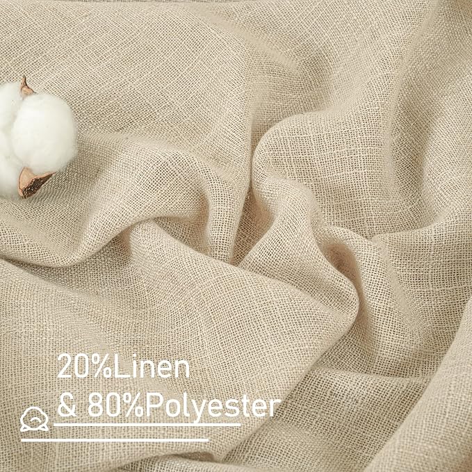 LAMIT Linen Sheer Curtains 96 Inches Long 2 Panels Set, Light Filtering - Image 3