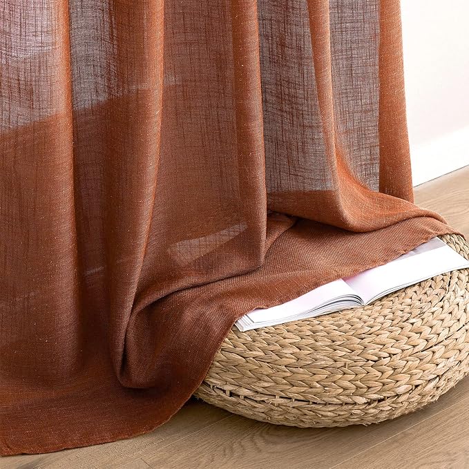 MIULEE Burnt Orange Linen Curtains 90 Inch Long - Image 7