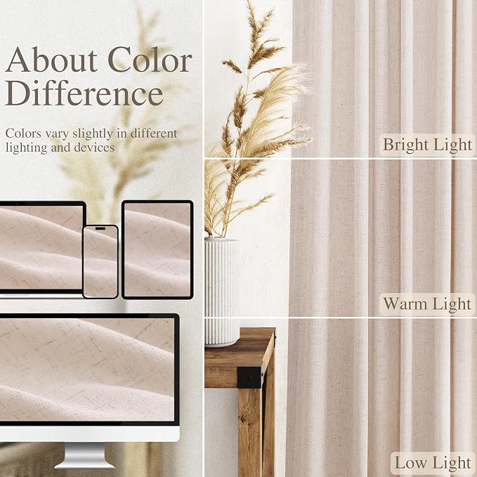Natural White Linen Curtains 72 Inches Long - Image 3