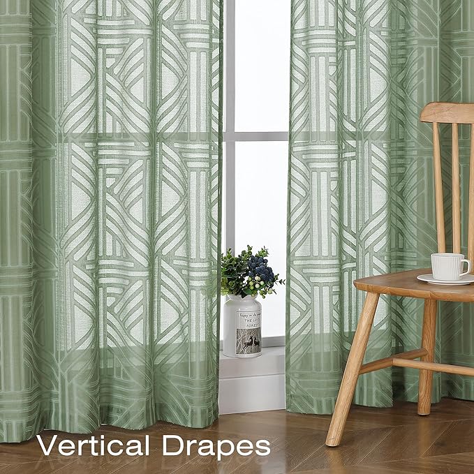 Simplebrand Sage Green Sheer 36 Inch Tier Curtains 2 Panels, Light Filtering - Image 5