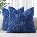 decorUhome Throw Pillow Covers 18x18 Inch Set of 2, Soft Plush Faux Wool Dark by decorUhome