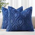 decorUhome Throw Pillow Covers 24x24 Inch Set of 2, Soft Plush Faux Wool Dark by decorUhome