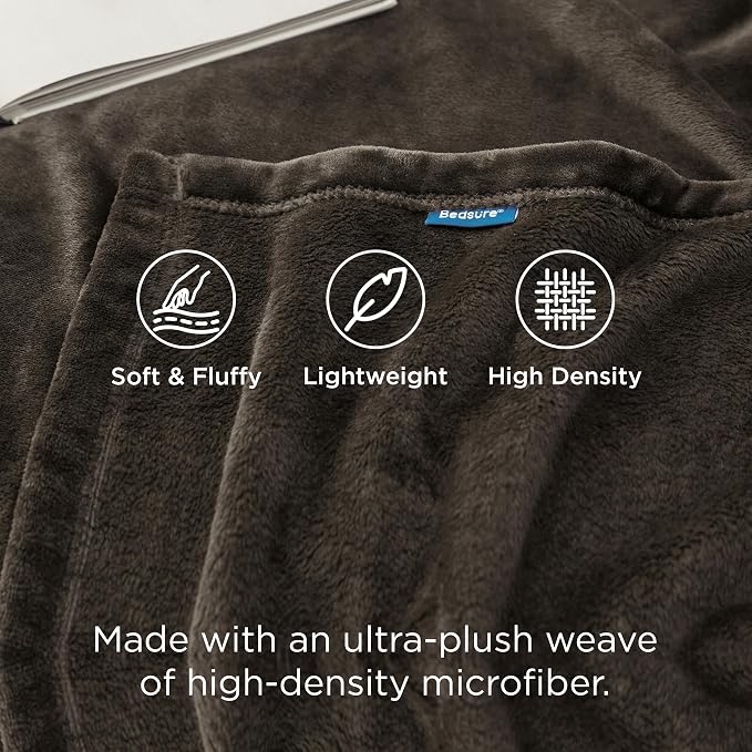 Bedsure GentleSoft Fleece Blankets Queen Size Brown - Image 3