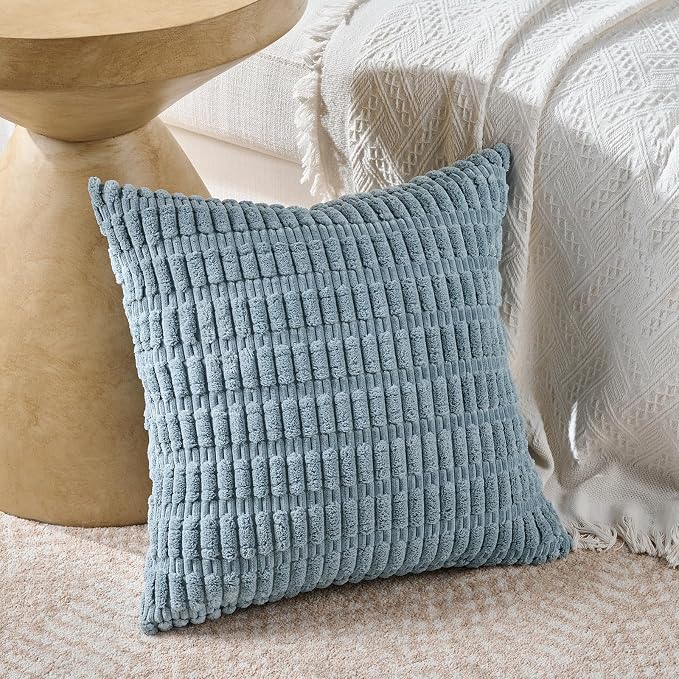 Fancy Homi 4 Packs Boho Light Blue Decorative Throw Pillow Covers 26x26 Inch - Image 2