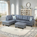 NicBex Sectional Couch 3 Pieces Sofa Set with Right Chaise Synthetic Leather L Shaped Cloud Couch for Living Room Furniture Sets with Storage Ottoman, Modular Sofa for Living Room & Apartment, Gray