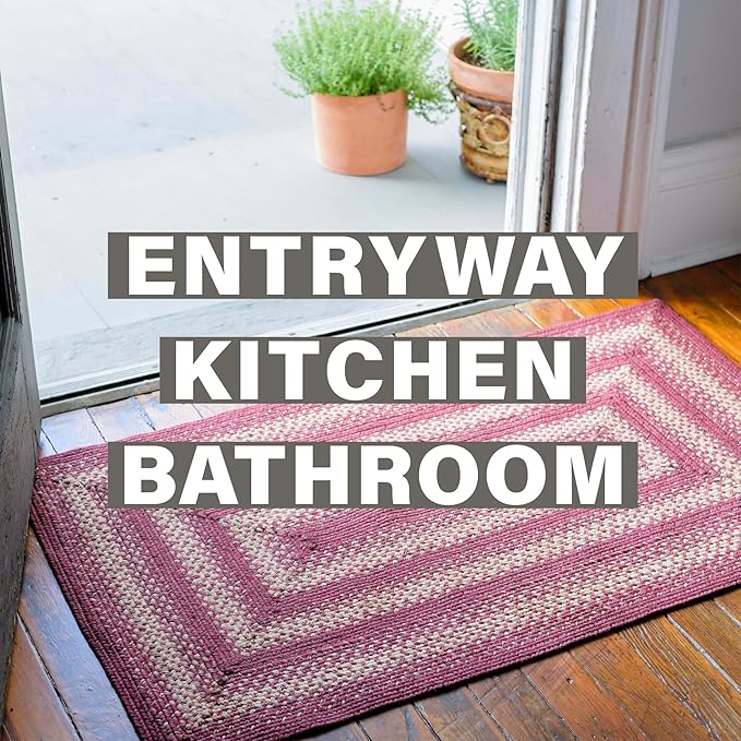 Autumn Maple Burgundy and Tan Jute Braided Rug, 20x30 Rectangle - Rustic Primitive Decor for Kitchen, Entryway, Everywhere