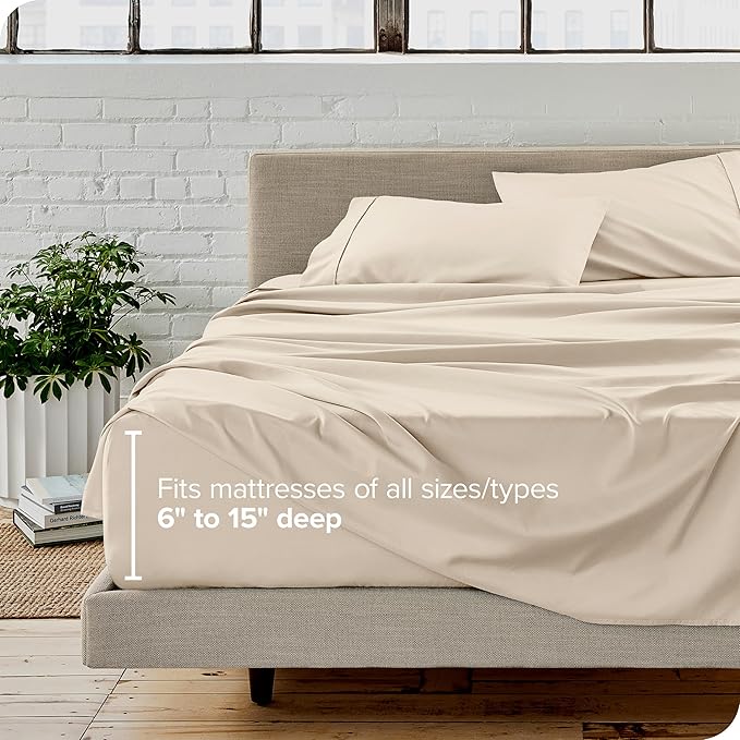 Bare Home Split California King Sheet Set - 1800 Ultra-Soft Microfiber Split California King Bed Sheets - Double Brushed - Deep Pockets - Easy Fit - 5 Piece Set - Bed Sheets (Split Cal King, Sand)