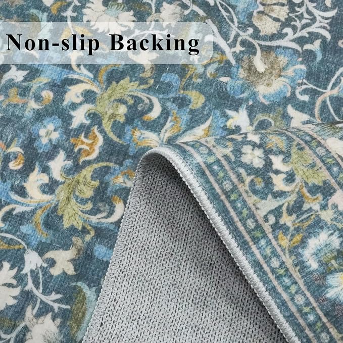 4x8 Washable Kitchen Area Rug: Farmhouse Stain-Resistant Elegant Floral Rug - Image 3