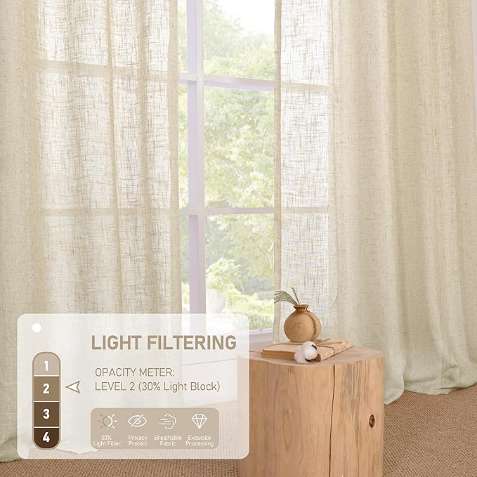 LAMIT Extra Long Linen Curtains 108 inch Long - Image 4