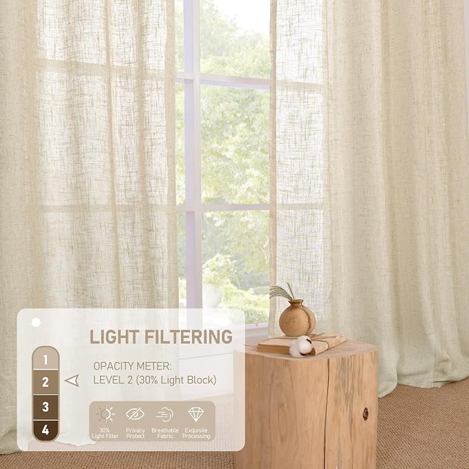 LAMIT 54 Inch Length Linen Curtains - Image 4