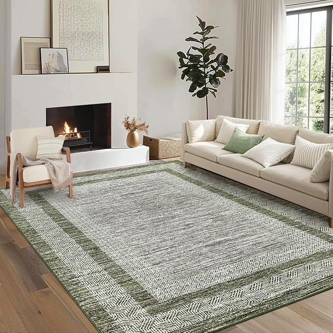 GarveeHome Modern Geometric Area Rug 4x6 Distressed Bordered Washable Non Slip by GarveeHome