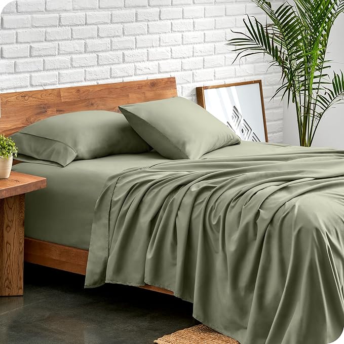 Bare Home Full Sheet Set - Luxury 1800 Ultra-Soft Microfiber Full Bed Sheets - Double Brushed - Deep Pockets - Easy Fit - 4 Piece Set - Bedding Sheets & Pillowcases (Full, Sage)
