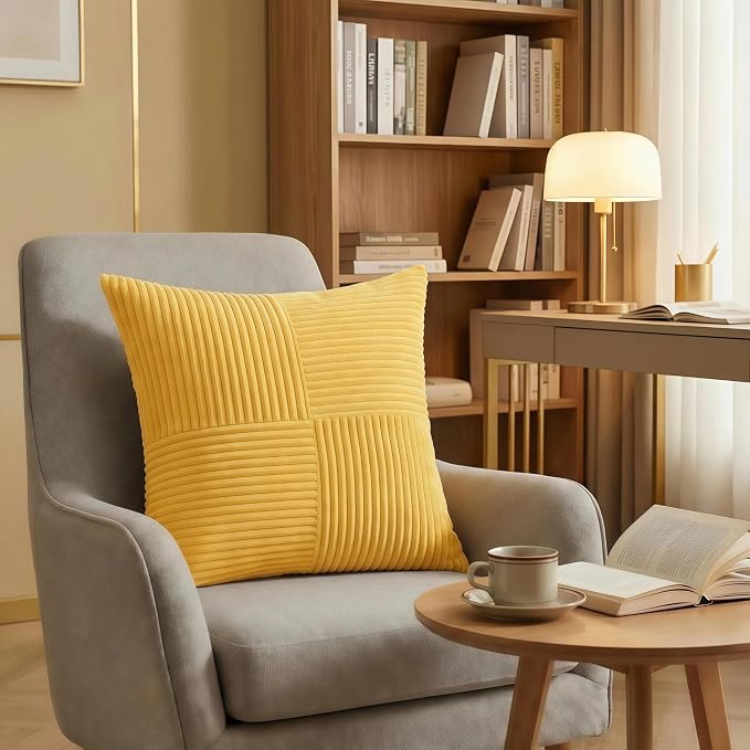 Fancy Homi 2 Packs Yellow Decorative Throw Pillow Covers 22x22 Inch - Image 6