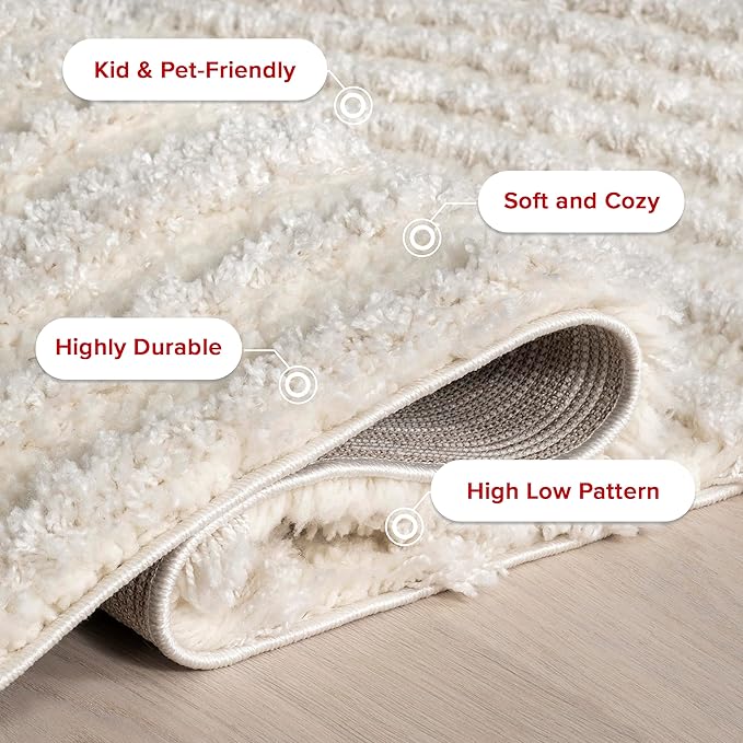 nuLOOM Gloria Abstract Shag Runner Rug, 2' 8" x 8', Beige