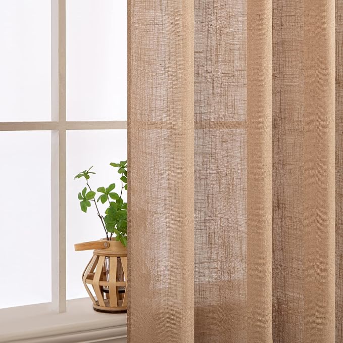 MIULEE Brown Linen Curtains 90 Inches Long - Image 5
