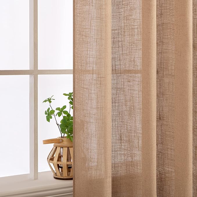 MIULEE Brown Linen Curtains 72 Inch Length 2 Panels - Image 5