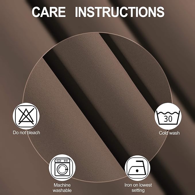 LEMOMO Chocolate Brown Thermal Blackout Curtains/38 x 84 Inch/Set of 2 Panels - Image 4
